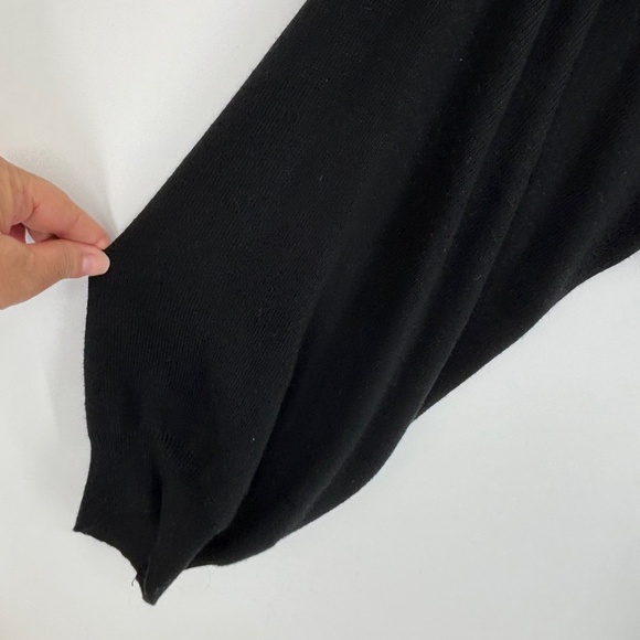 Topshop Womens Medium Pullover Cropped Sweater Black Yellow Drawstring Oversized - Picture 3 of 7